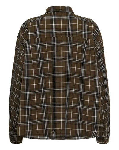 Gestuz - GZAleya Skjorte - Green Olive Check